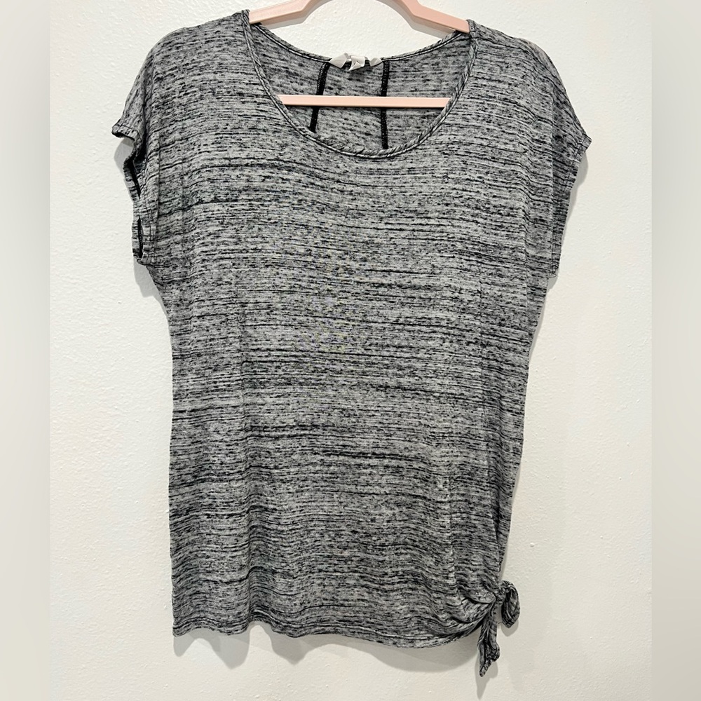 Athleta Heather Gray Cap Sleeve Knit Top with Side Tie Size Large